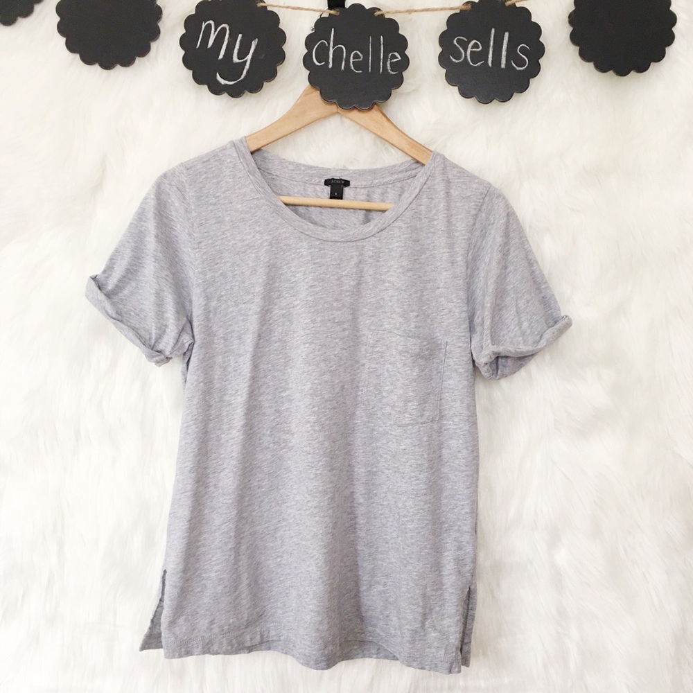 J. Crew Gray Rolled Sleeve Pocket Tee-I19